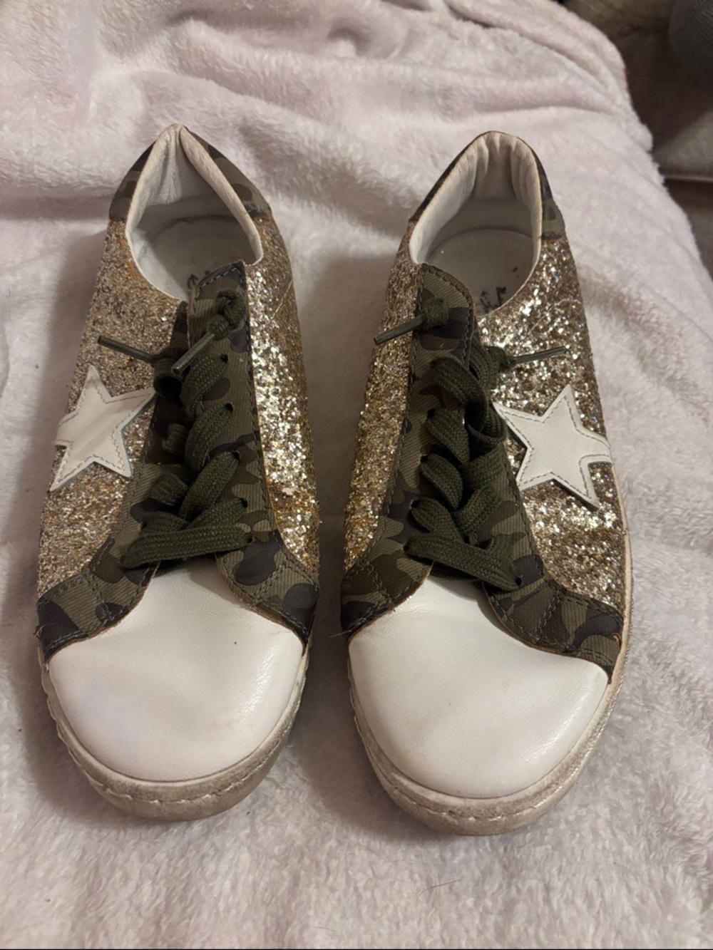 Vintage Havana Gold Glitter & Camouflage Star Sneakers